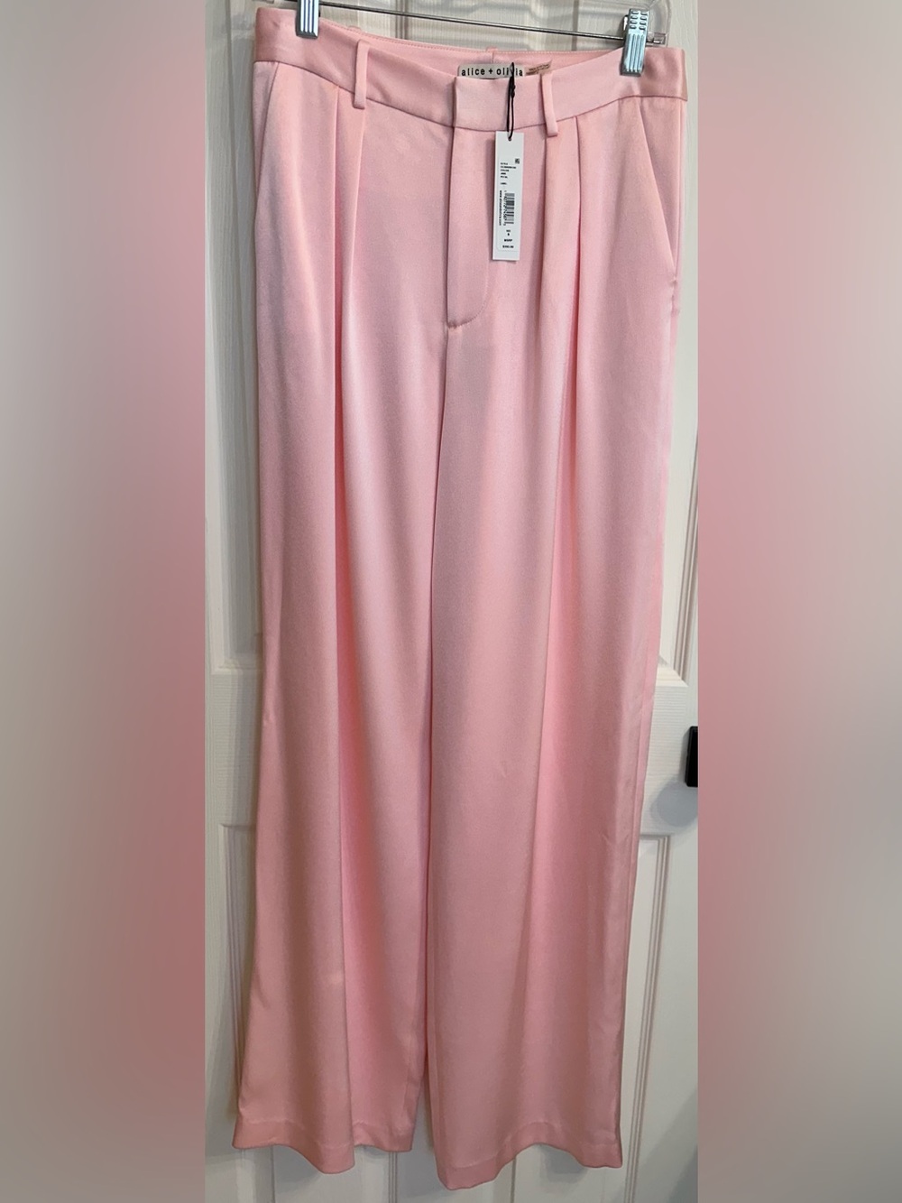 Alice + Olivia Pink Satin Wide Leg Trousers Size 6 NWT